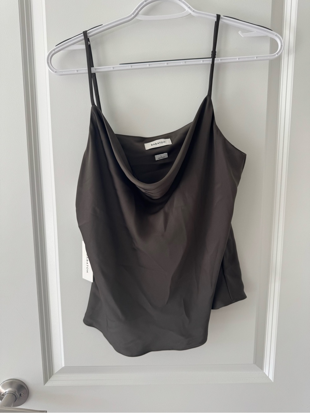Aritzia dark olive Satin Cowl Neck Camisole